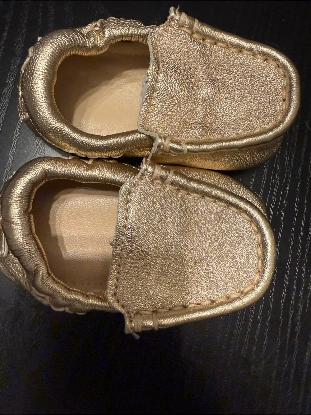 UGG Kids Metallic Gold Moccasin Slip-Ons